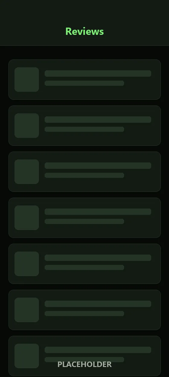 Player reviews for a game, with an overall rating.